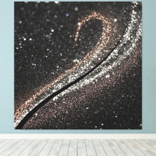 Moderner Glam Black Glitzer Leinwanddruck