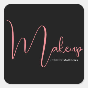 Moderner Glam-Rosa-Neon Schönheitstechniker Maniku Quadratischer Aufkleber