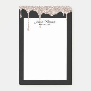 Moderner Glamour  Beige Gold Schwarz Glitter Post-it Klebezettel