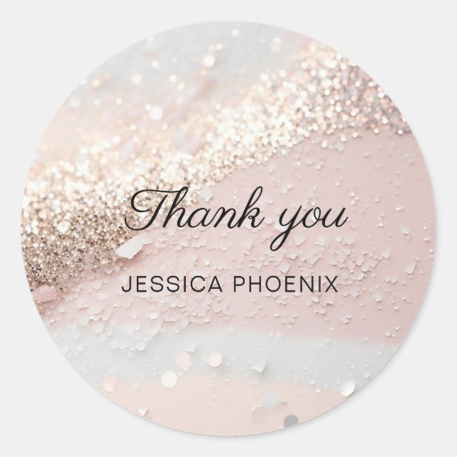 Moderner Glamour Glitzer Klassischer Rundaufkleber Runder Aufkleber (Vorderseite)