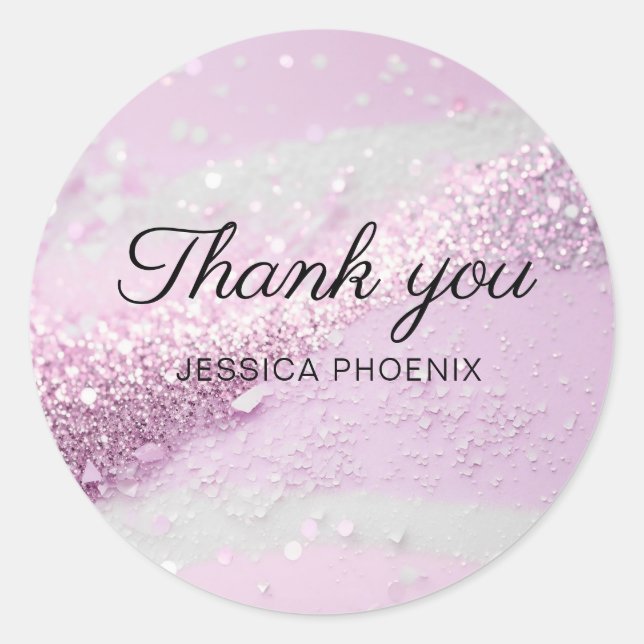 Moderner Glamour Glitzer Klassischer Rundaufkleber Runder Aufkleber (Vorderseite)