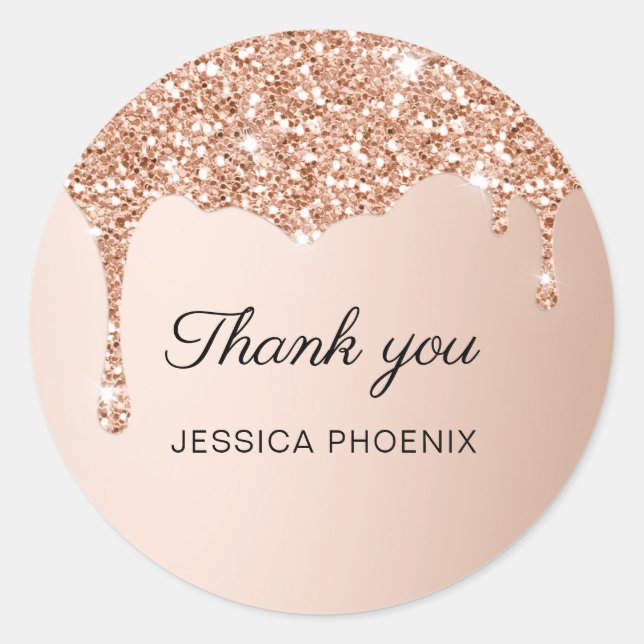 Moderner Glamour Glitzer Klassischer Rundaufkleber Runder Aufkleber (Vorderseite)
