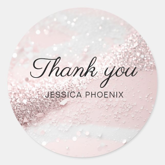 Moderner Glamour Glitzer Klassischer Rundaufkleber Runder Aufkleber (Vorderseite)
