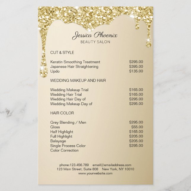 Moderner Glamour Gold Glitzer sinkt Flyer (Vorne)