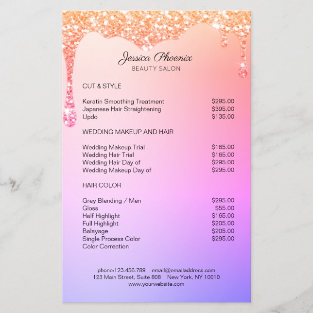 Moderner Glamour Regenbogen Glitzer sinkt Flyer (Vorne)