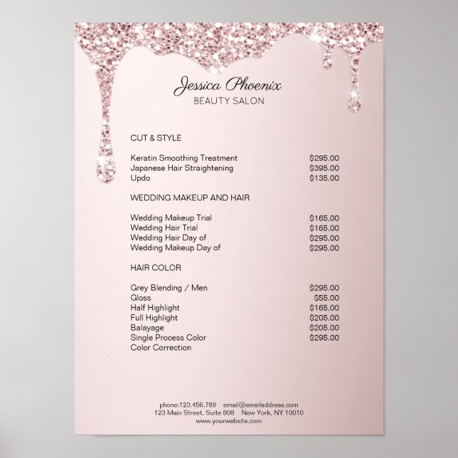 Moderner Glamour Rosa Glitzer sinkt Poster (Vorne)