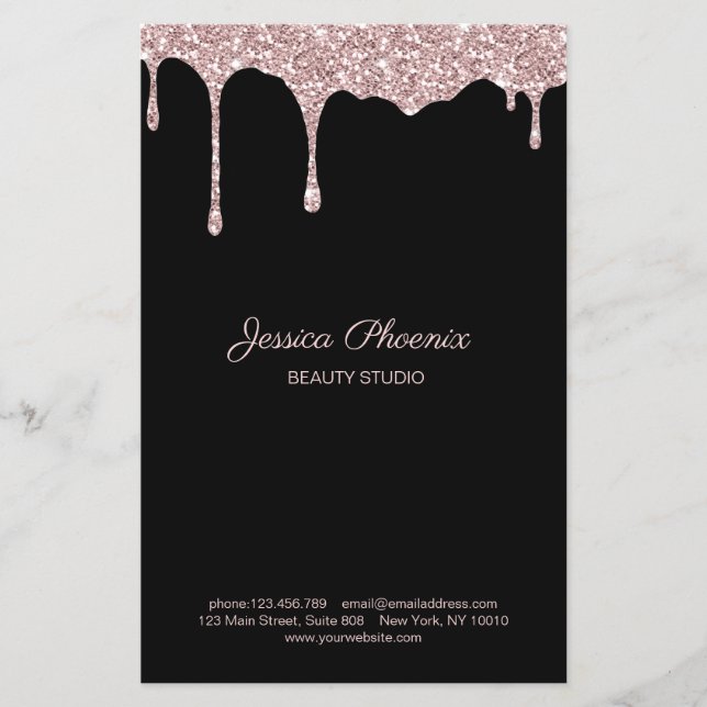Moderner Glamour Rosa Schwarz Glitzer Flyer (Vorne)