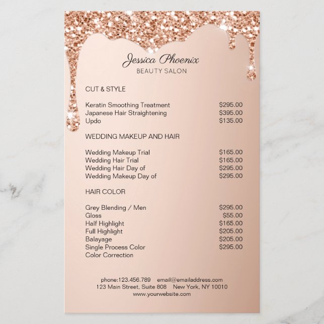 Moderner Glamour Rosegold Glitzer sinkt Flyer (Vorne)