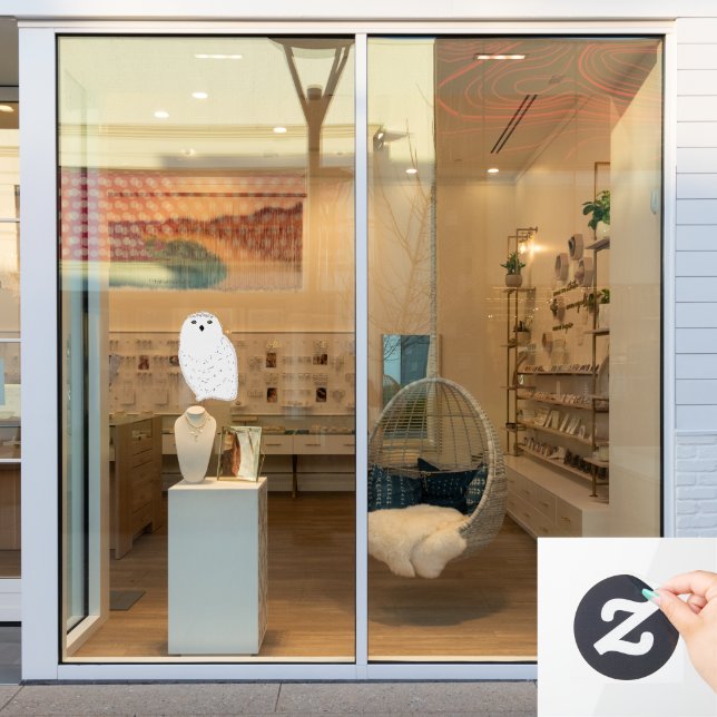 Moderner Glamour-Schnee-Eule Fensteraufkleber (Schaufenster)
