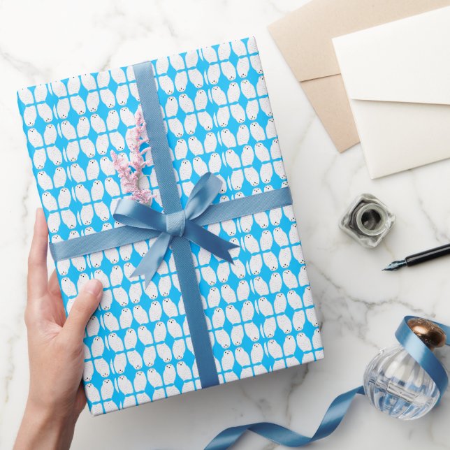 Moderner Glamour-Schnee-Eule Geschenkpapier (Schenken)