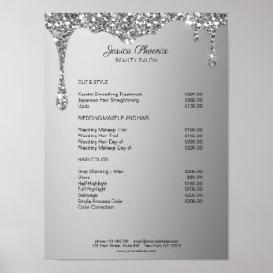 Moderner Glamour Silber Glitzer sinkt Poster