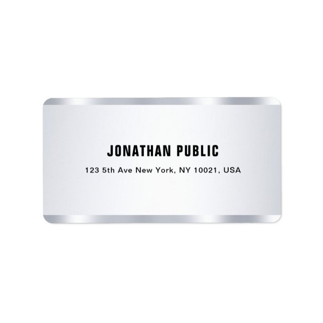 Moderner Glamour Silver Look Elegante Vorlage Adressaufkleber (Vorne)