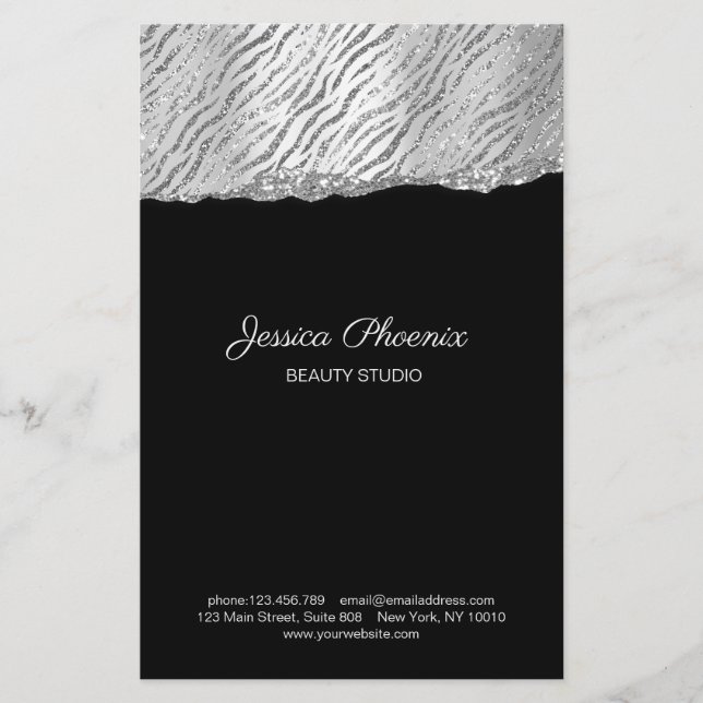 Moderner Glamour Silver Pattern Glitzer Flyer (Vorne)