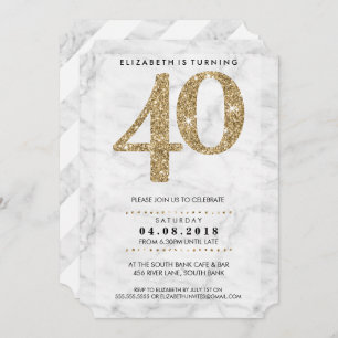 Moderner Glitter des Goldes 40 des GROSSEN Einladung