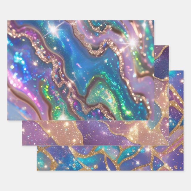 Moderner Glitter Opal  Geschenkpapier Set (Set)