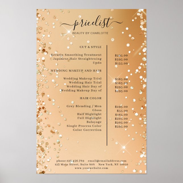 Moderner Glitter-Preisliste Poster (Vorne)