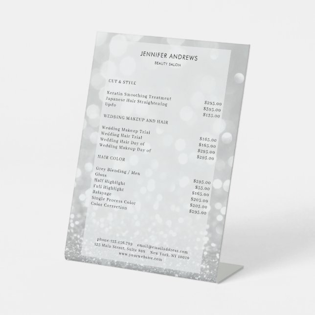 Moderner Glitter Salon Price Sockelschild (Vorderseite)