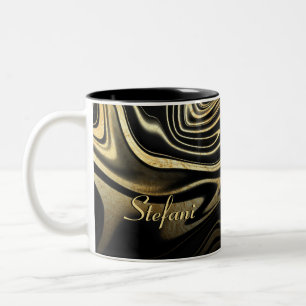 Moderner Glitzer aus schwarzem Gold Zweifarbige Tasse