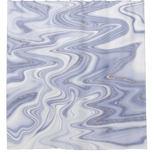 Moderner Glitzer aus weißem Marmor Duschvorhang