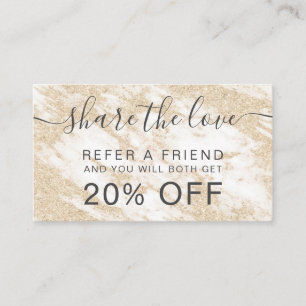 Moderner Glitzer aus weißem Marmor Empfehlungskarte