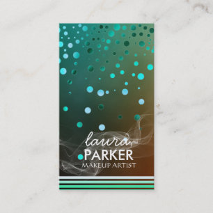 Moderner Glitzer Bokeh Makeup Artist Green Visitenkarte