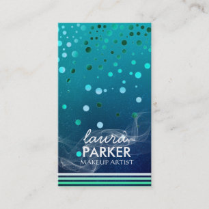 Moderner Glitzer Bokeh Makeup Artist Green Visitenkarte