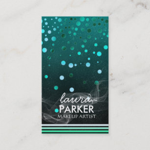 Moderner Glitzer Bokeh Makeup Artist Green Visitenkarte