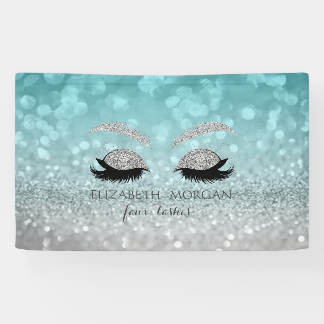 Moderner Glitzer Bokeh, Silver Glitzer Imitate Las Banner (Horizontal)