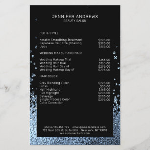 Moderner Glitzer Drop Eisblau Schwarz Flyer