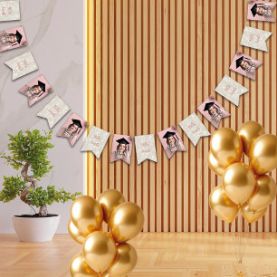 Moderner Glitzer Dusty Pink Abschluss Foto Wimpelkette