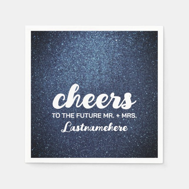 Moderner Glitzer Glam Sparkle Future Frau Cheers Serviette (Vorderseite)