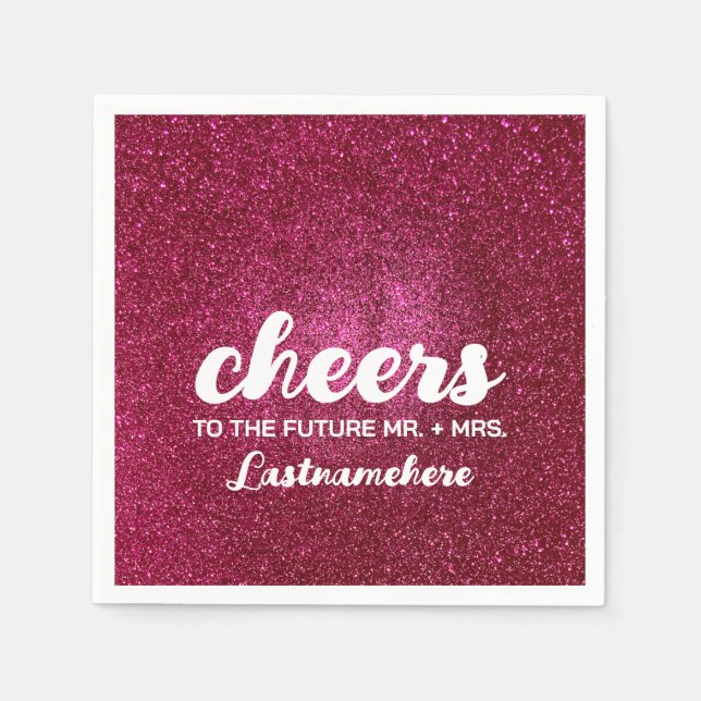 Moderner Glitzer Glam Sparkle Future Frau Cheers Serviette (Vorderseite)
