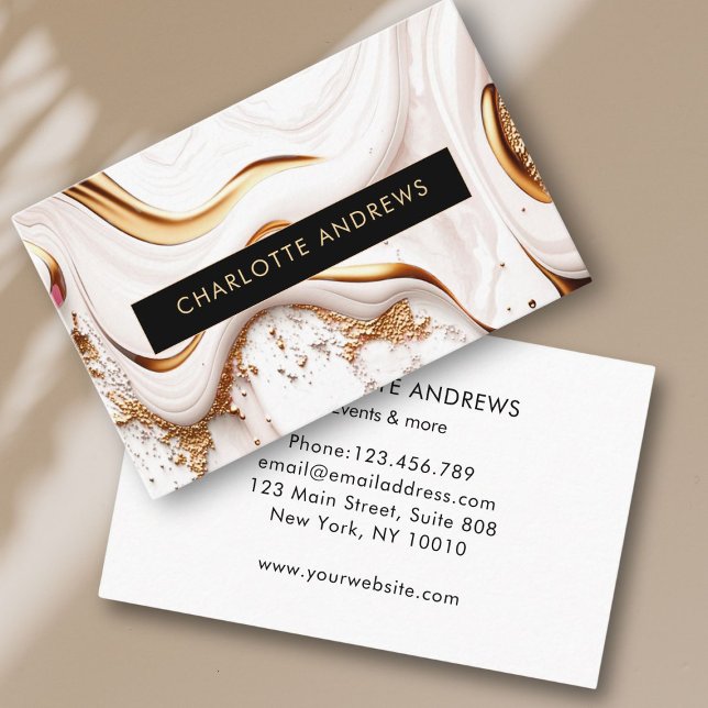 Moderner Glitzer Goldmarmorsalon Visitenkarte (Modern Glitter Gold Marble Salon Business Card)