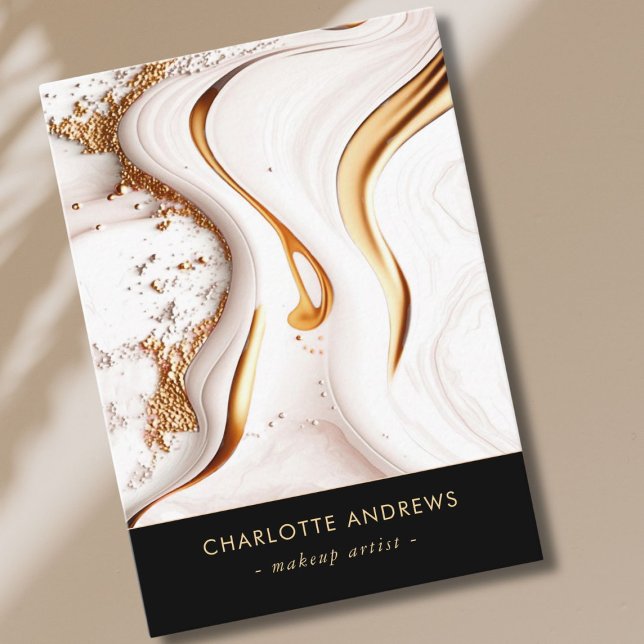 Moderner Glitzer Goldmarmorsalon Visitenkarte (Modern Glitter Gold Marble Salon Business Card)