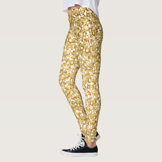 Moderner Glitzer in Weiß und Gold Leggings (Links)