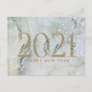 Moderner Glitzer Marmor Frohes Neues Jahr 2021 Feiertagspostkarte
