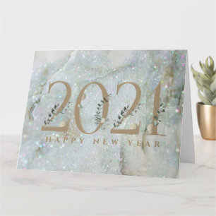 Moderner Glitzer Marmor Frohes Neues Jahr 2021 Karte