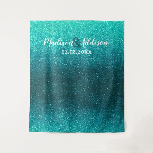 Moderner Glitzer Ombre Weddings Foto Stand Hinterg Wandteppich (Vorderseite)