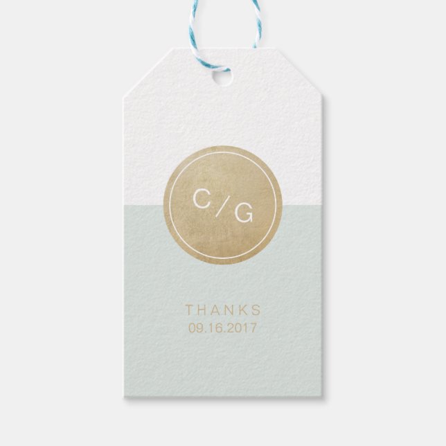 Moderner Glitzer Rose Gold mit Liebe Monogramm Geschenkanhänger (Vorderseite)