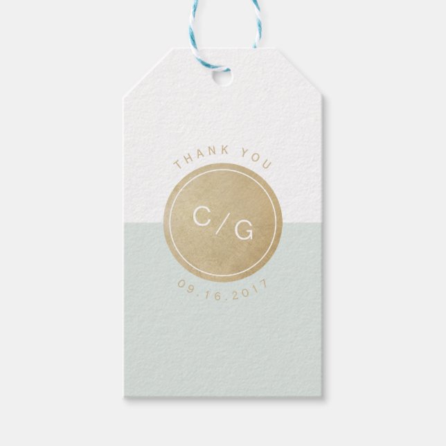 Moderner Glitzer Rose Gold mit Liebe Monogramm Geschenkanhänger (Vorderseite)