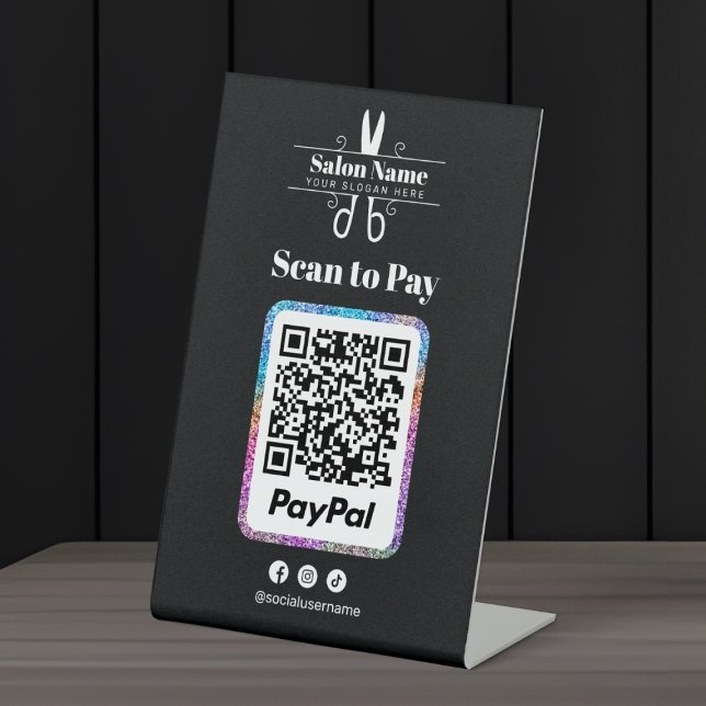 Moderner Glitzer Salon Scan zu Paypal Qr Code zu z Sockelschild (Von Creator hochgeladen)