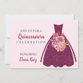 Moderner Glitzer von Quinceañera - QR-Kodex Einlad Save The Date