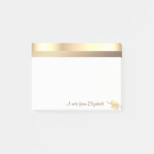 Moderner Glitzernd Elefant in Gold - Personalisier Post-it Klebezettel
