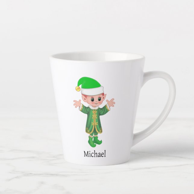 Moderner Glücks-Elf mit Schriftzug und Monogramm Milchtasse (Rechts)