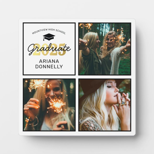 Moderner Gold 3 Foto Abschluss Fotoplatte (Vorderseite)