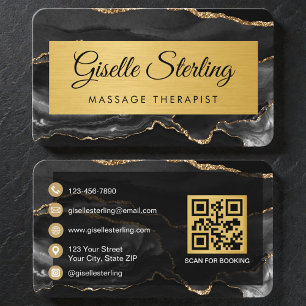 Moderner Gold-Achat-Spa- und Massage-QR-Code Visitenkarte