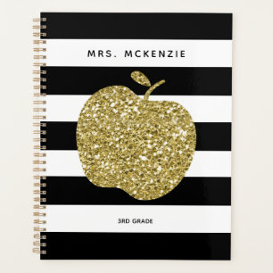 Moderner Gold-Apple-Lehrer zurück zur Schule Planer