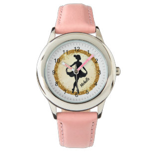Moderner Gold Ballerina Balletanz Personalisiert Armbanduhr