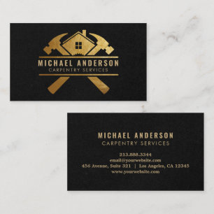 Moderner Gold & Black Carpentry Service und Handym Visitenkarte