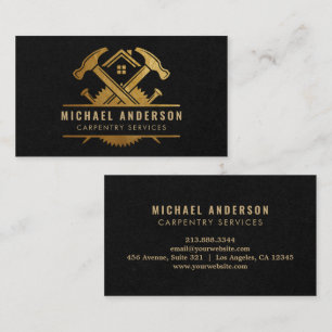 Moderner Gold & Black Carpentry Service und Handym Visitenkarte